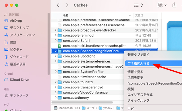 Com.apple.speechrecognitioncoreの削除